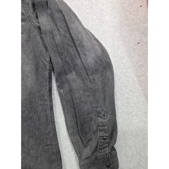 Livergy Mens Long Sleeve Denim Western Shirt Black Faded Cotton XL 43/44 - Picture 2 of 12